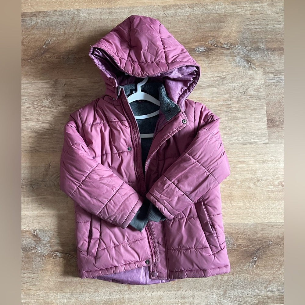Kids Mauve Hooded Puffer Jacket